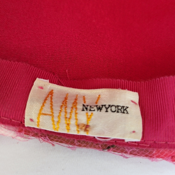 Vintage Amy New York Pink Floral Beehive Hat MCM - Picture 7 of 7